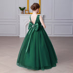 Bow-back tulle flower girl evening dress