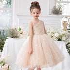 One shoulder bow flower girl princess dress