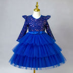 Girls long sleeve sequin Christmas dress with tulle skirt