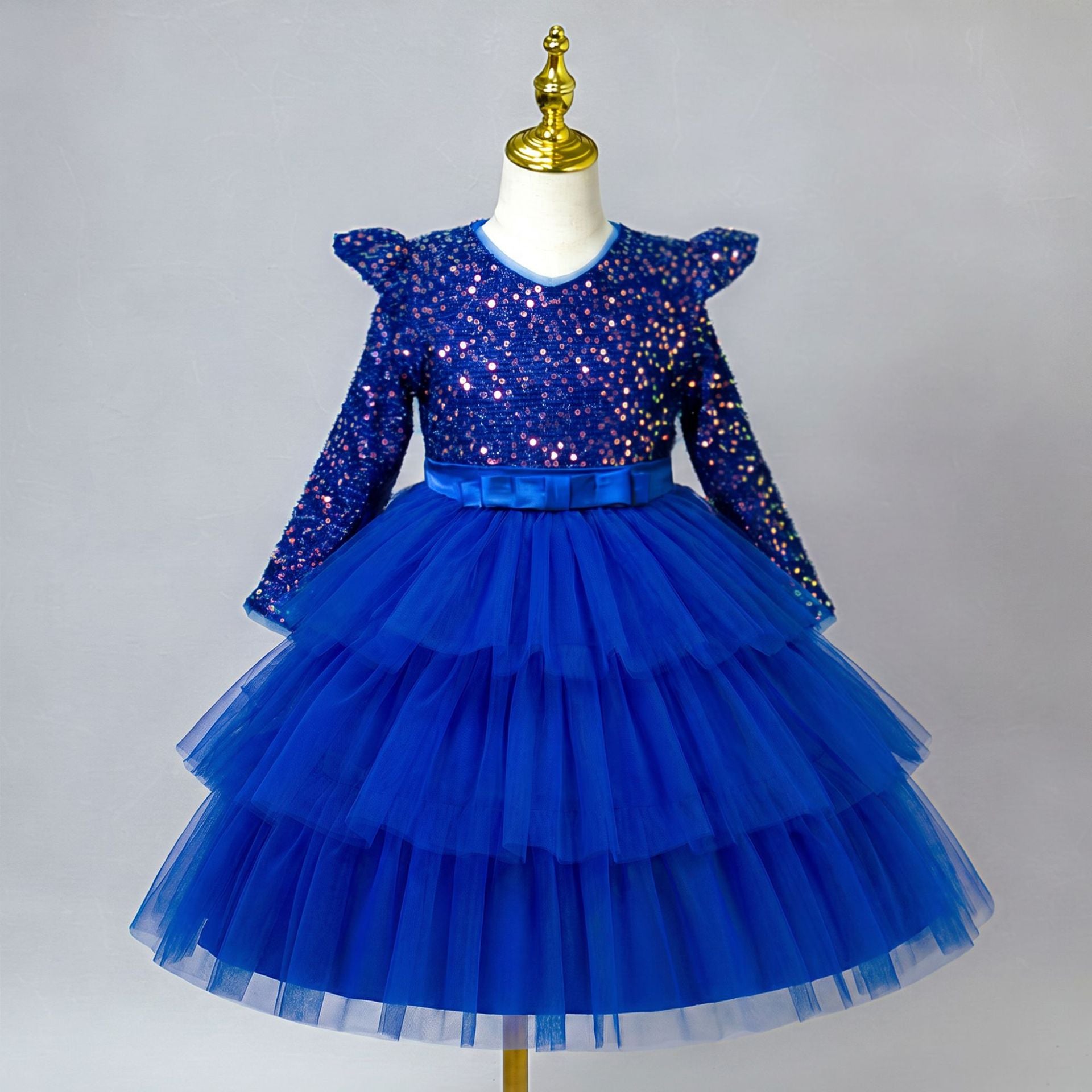 Girls long sleeve sequin Christmas dress with tulle skirt