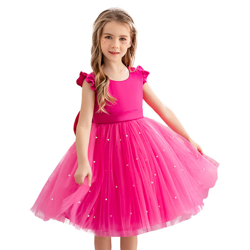 Princess tutu flower girl dress with mesh bow