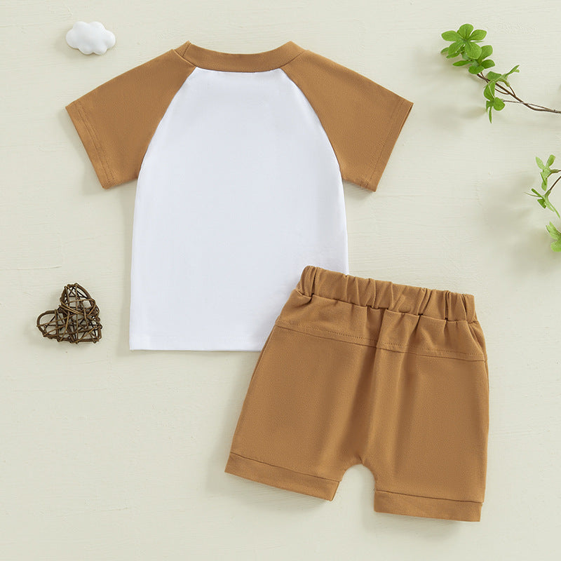 CONTRAST SLOGAN TWO-PIECE SET