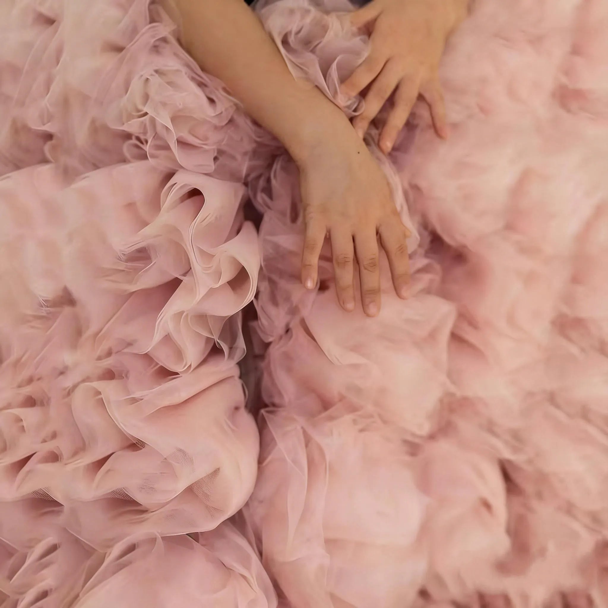 Floral trailing flower girl wedding dress in pink