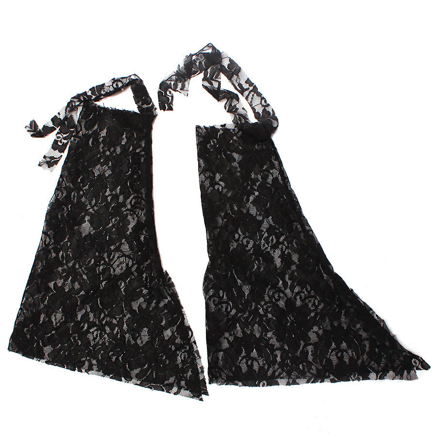 Black lace flared sleeves for girls Halloween costume, designed for costume parties.