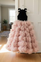 Floral trailing flower girl wedding dress in pink