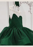 Emerald Green glitter tulle girls princess dress with sweetheart bodice, sheer illusion back and puffy tutu skirt, designed for birthdays and holiday parties, view 7