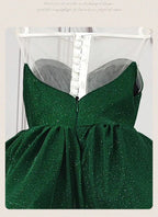 Emerald Green glitter tulle girls princess dress with sweetheart bodice, sheer illusion back and puffy tutu skirt, designed for birthdays and holiday parties, view 8