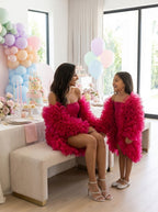 Fuchsia Ruffle Mini Mommy and Daughter Matching Dresses