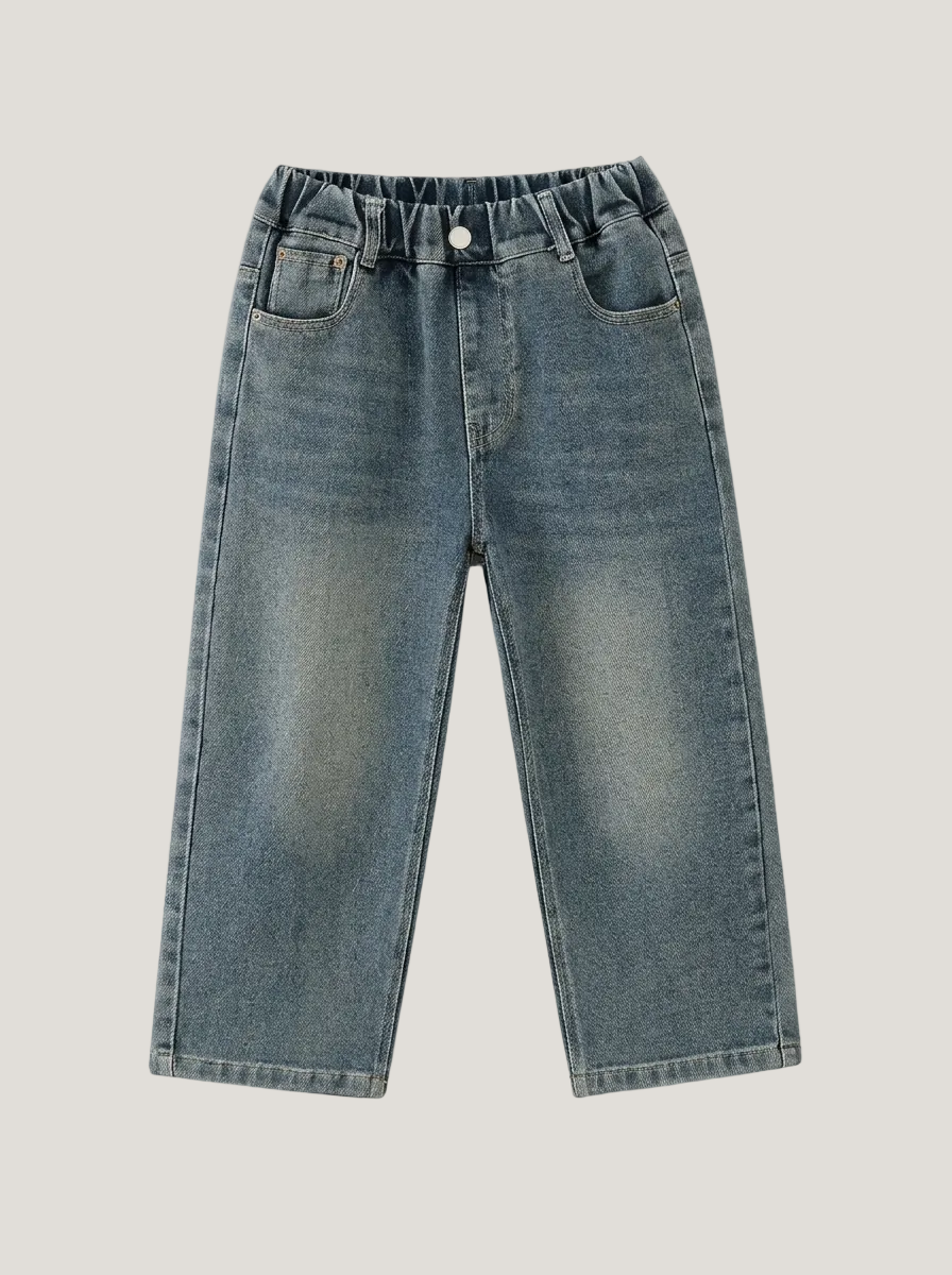 Retro Denim Pants Boys Wide-leg Straight-cut