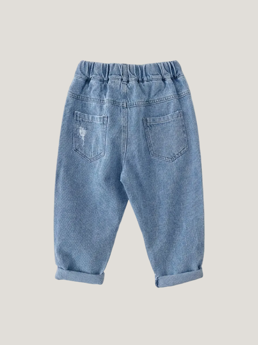 Fashion Simple Children's Loose Ripped Jeans