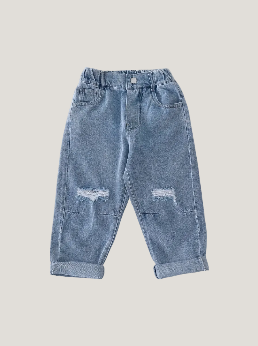 Fashion Simple Children's Loose Ripped Jeans