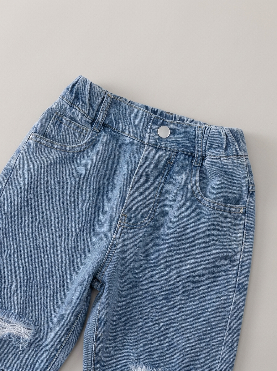 Fashion Simple Children's Loose Ripped Jeans