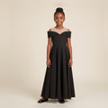 Illusion Neck Off-Shoulder Gown in Black – front view