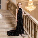 Sequin Halter Mermaid Gown in Black – lifestyle photo 2
