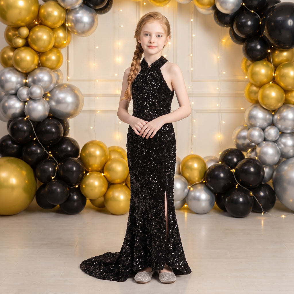Sequin Halter Mermaid Gown in Black – lifestyle photo 3