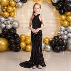 Sequin Halter Mermaid Gown in Black – lifestyle photo 3