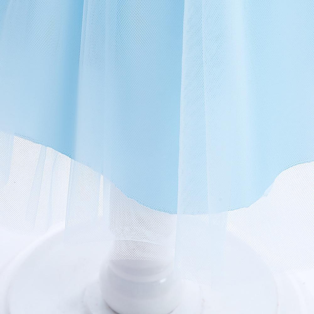 Sky Blue sequin girls party dress with tulle skirt and satin waistband, designed for birthdays and holidays, view 6