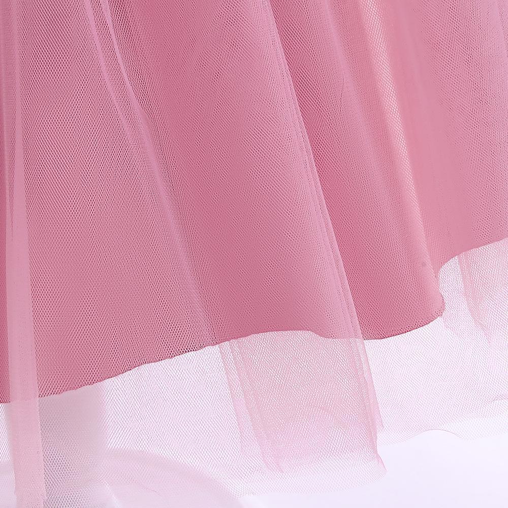 Dusty Pink sequin girls party dress with tulle skirt and satin waistband, designed for birthdays and holidays, view 6