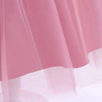 Dusty Pink sequin girls party dress with tulle skirt and satin waistband, designed for birthdays and holidays, view 6
