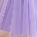 Purple sequin girls party dress with tulle skirt and satin waistband, designed for birthdays and holidays, view 6