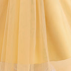 Champagne sequin girls party dress with tulle skirt and satin waistband, designed for birthdays and holidays, view 6