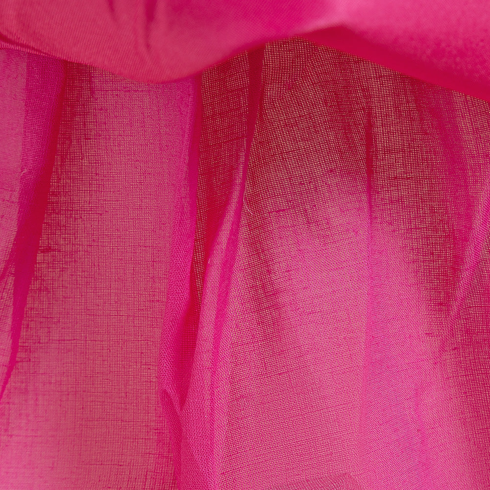 Fuchsia sequin girls party dress with tulle skirt and satin waistband, designed for birthdays and holidays, view 7
