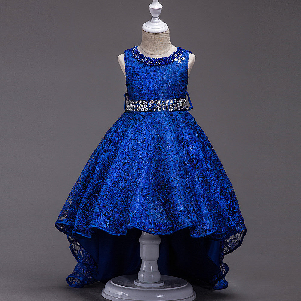 Girls lace high-low trailing Christmas and recital dress