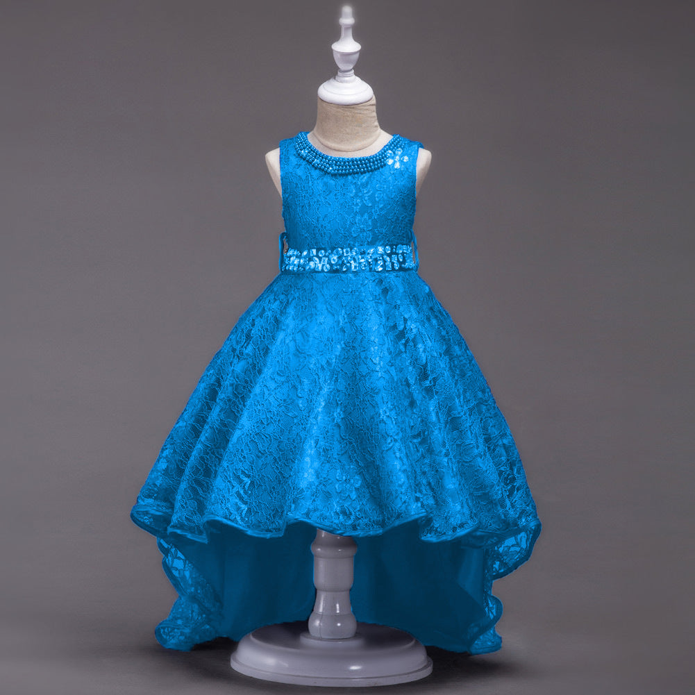 Girls lace high-low trailing Christmas and recital dress