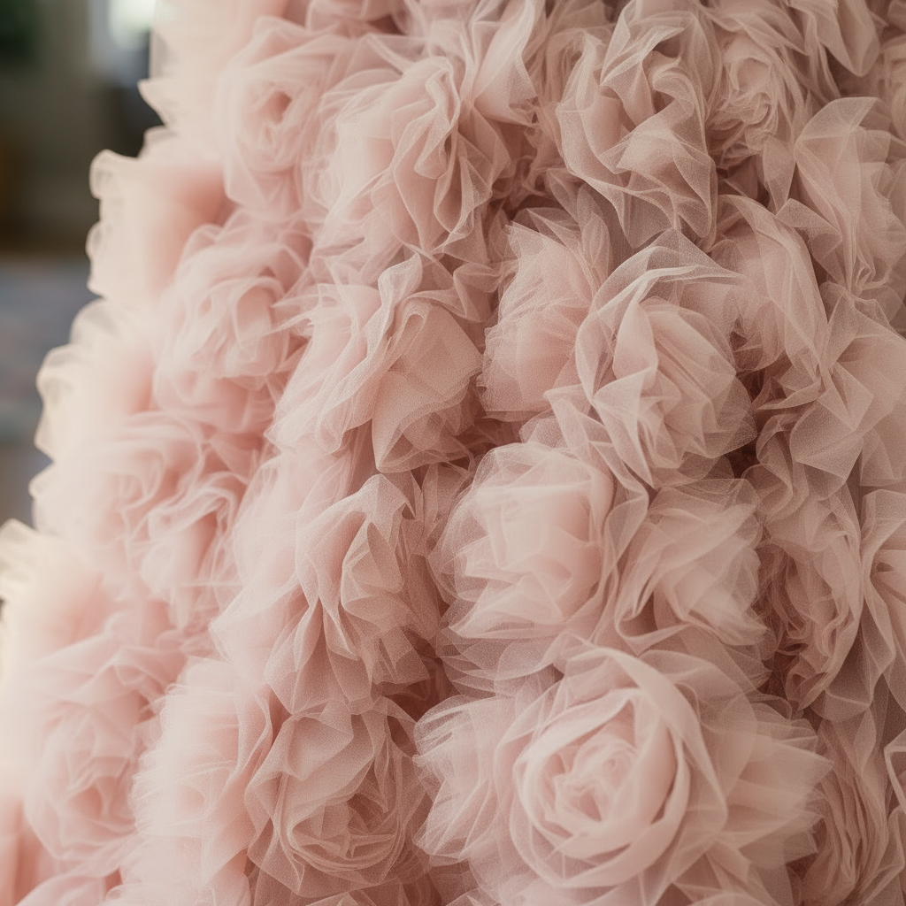 Floral trailing flower girl wedding dress in pink