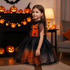 Amelia girls haunted house print Halloween dress with ombre tulle skirt