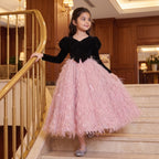 Velvet Feather Tulle Gown in Black – lifestyle photo 2
