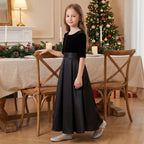 Velvet Satin Half-Sleeve Gown in Black – lifestyle photo 2