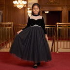 Velvet Sparkle Tulle Ball Gown in Black – lifestyle photo 2