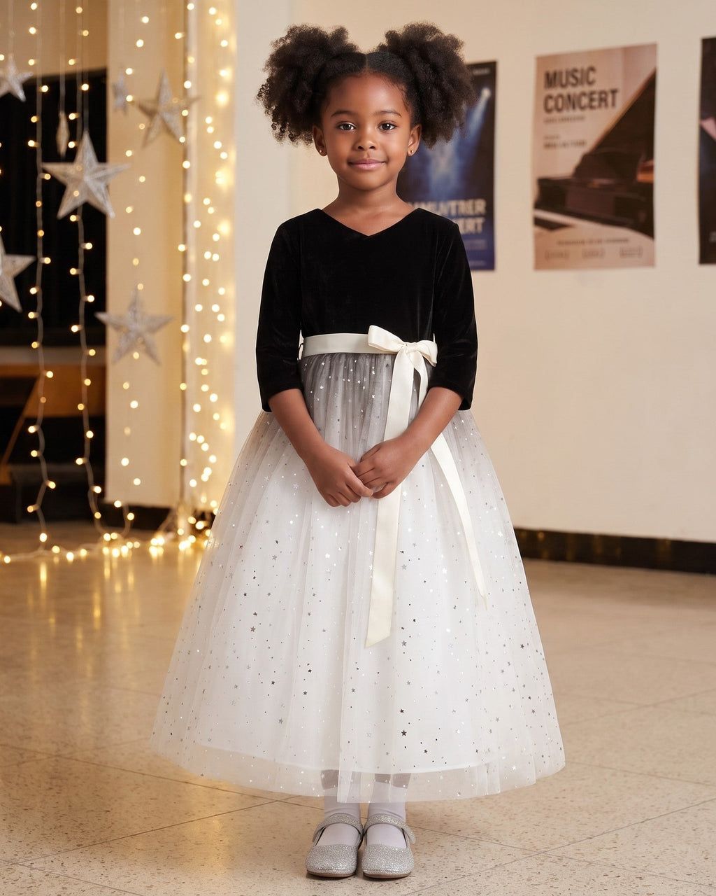 Velvet Star Tulle Ball Gown in Black & White – lifestyle photo 1
