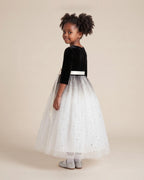 Velvet Star Tulle Ball Gown in Black & White – back view