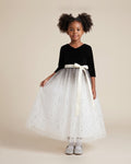 Velvet Star Tulle Ball Gown in Black & White – front view